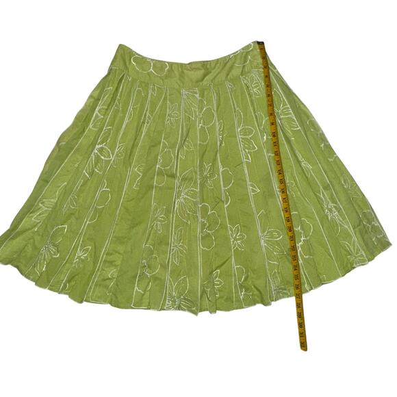 Coldwater Creek Women M Pleated Skirt Embroidered Peasant Cottagecore Dainty - Picture 3 of 10